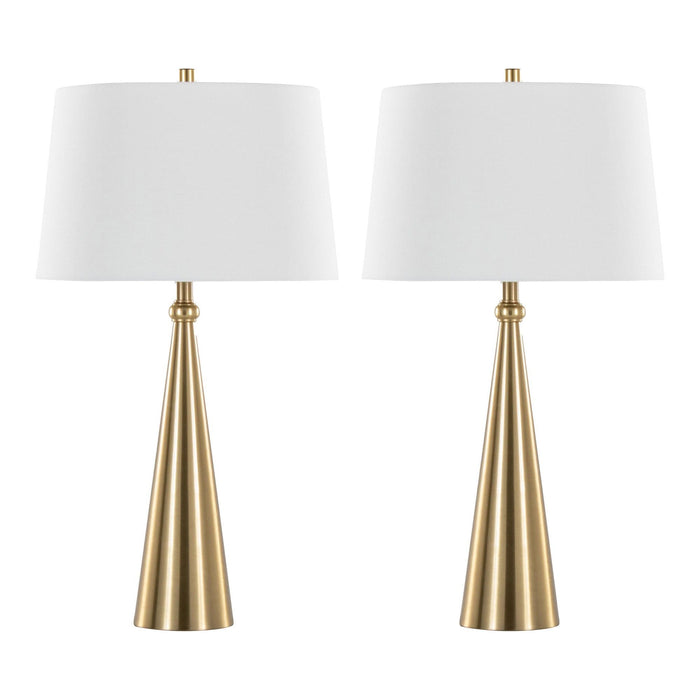 Cone - 30" Table Lamp (Set of 2) - Gold And White Linen