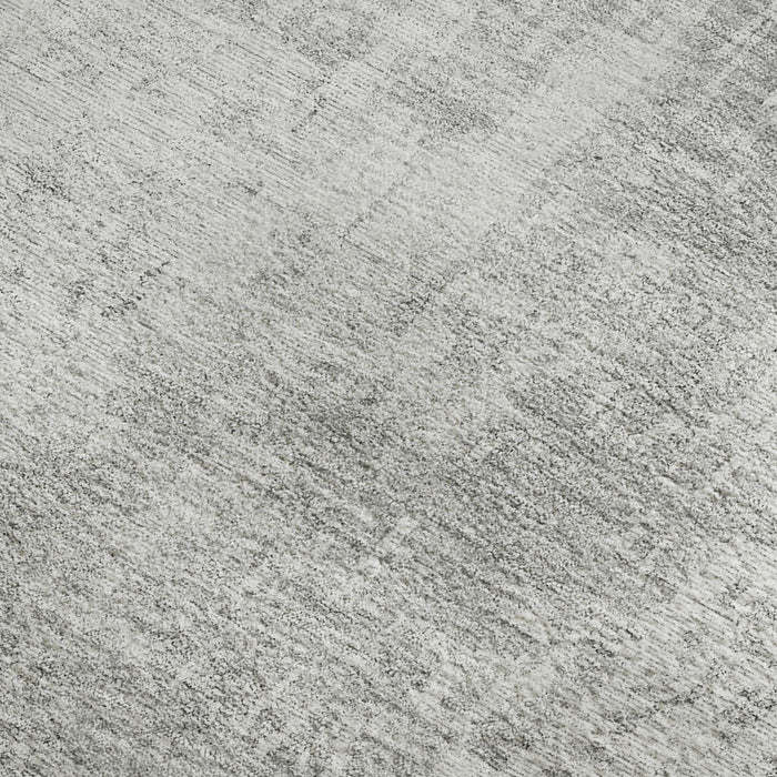 10' X 14' Abstract Washable Area Rug With UV Protection - Silver And Gray