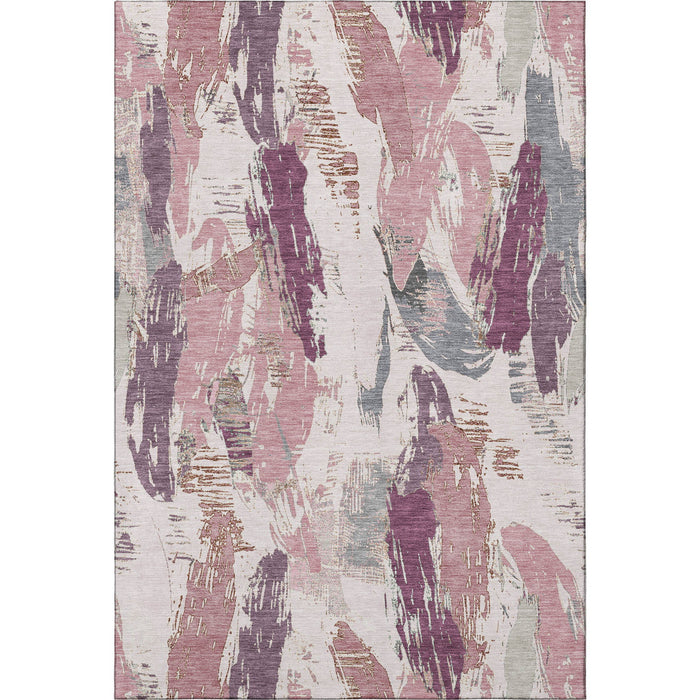 10' X 14' Abstract Washable Area Rug With UV Protection (694646) - Blush / Purple / Ivory