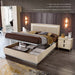 Light beige Ambra Rombi Queen Size upholstered bed by Camelgroup Italy with a modern design and plush headboard.