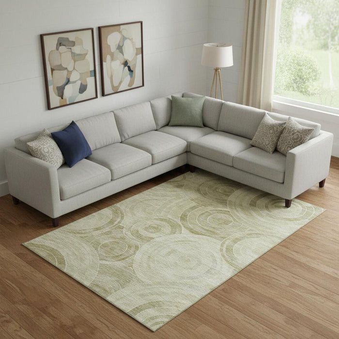 10' X 14' Geometric Washable Area Rug With UV Protection (700107) - Wheat / Beige