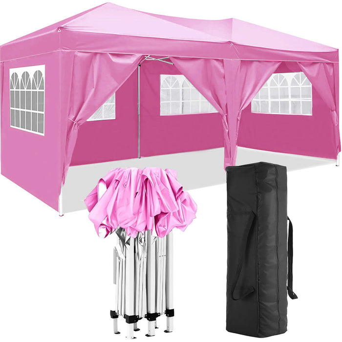 Giga 10x20-foot folding canopy with six removable sidewalls, outdoor event shelter, portable gazebo for parties, beach, and camping.