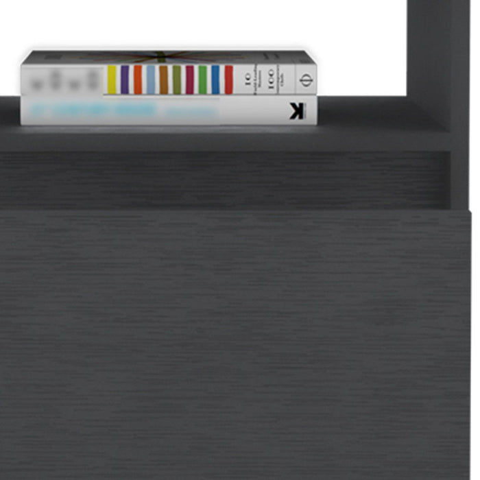 15.8" x 15.8" x 20.5" One Drawer Faux Wood Nightstand - Black