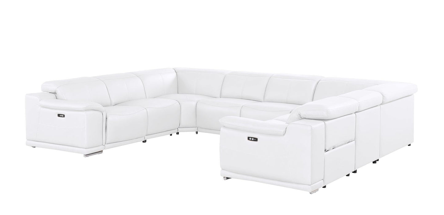 Leather Modular U Shaped Eight Piece Corner Sectional - White