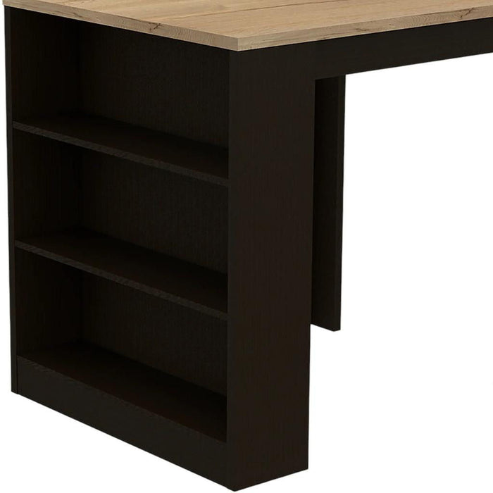 36" Kitchen Island With Storage - Black / Natural