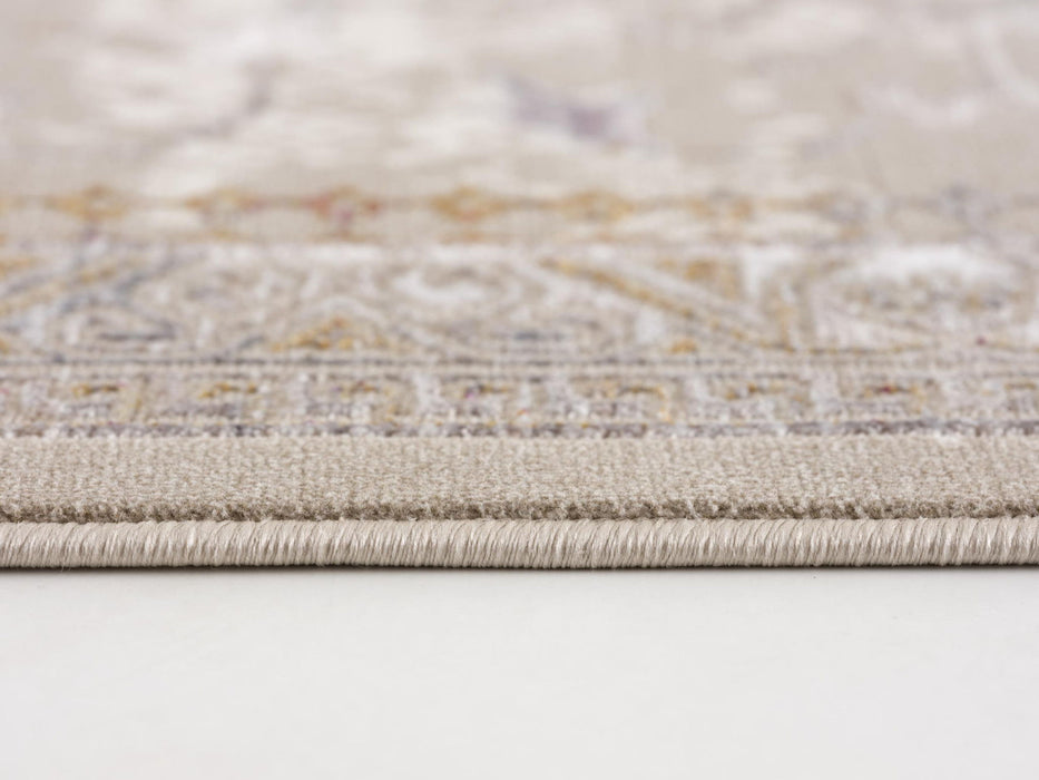 7' x 10' Medallion Non Skid Area Rug - Beige And Ivory