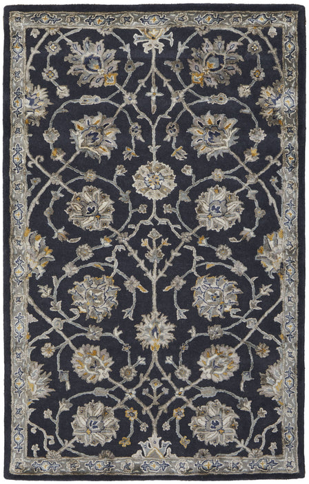 5' X 8' Floral Hand Tufted Area Rug - Blue