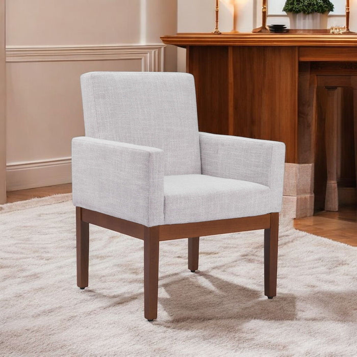 Upholstered Fabric Dining Arm Chair - Ivory