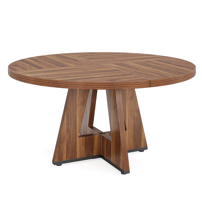 47" Solid Wood Pedestal Base Round Top Dining Table - Brown
