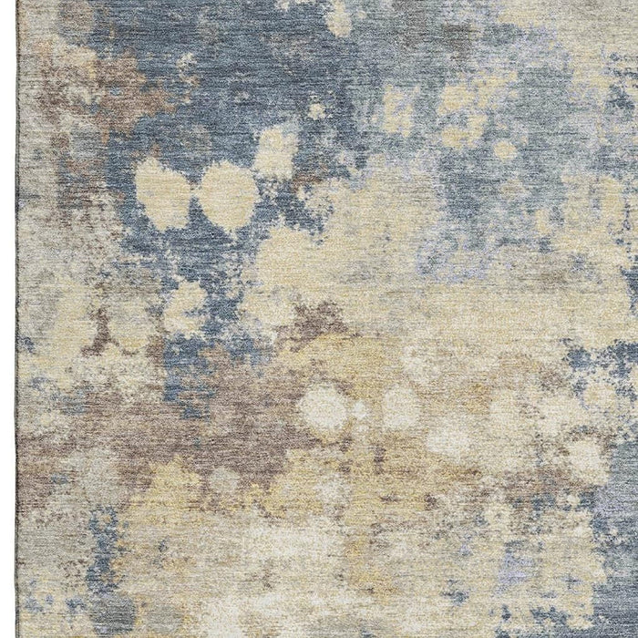 10' X 14' Abstract Washable Area Rug With UV Protection (710334) - Gold / Blue