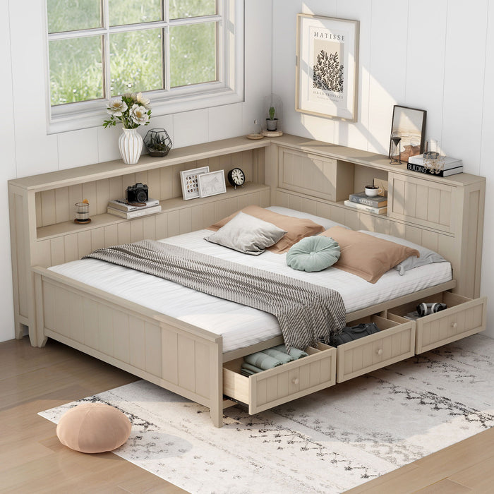 Daybed With Storage Shelves And 3 Drawers