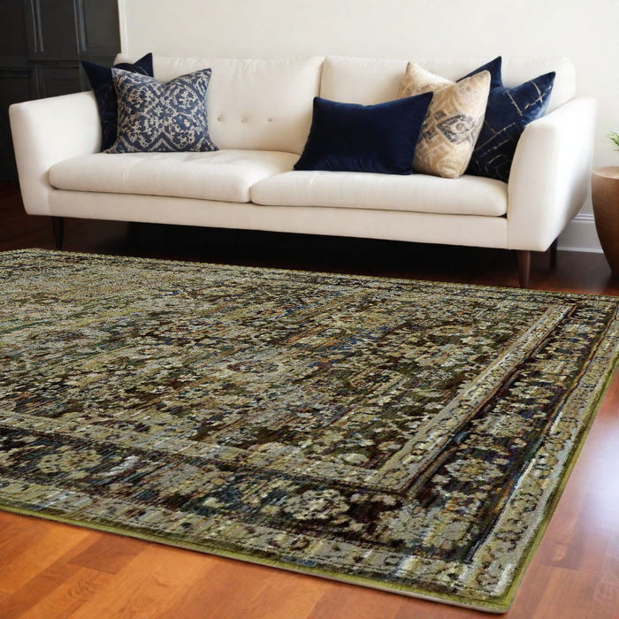 10' x 14' Floral Area Rug - Green And Brown
