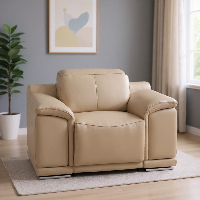 Genuine Leather Wall Hugger Power Recliner With USB - Beige