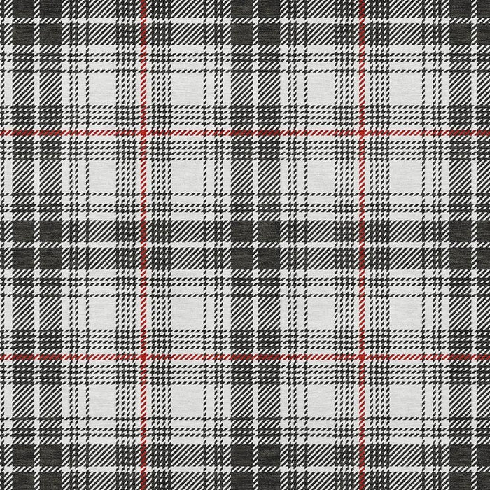 10' X 14' Plaid Washable Area Rug With UV Protection (678215) - Black / Red / Ivory
