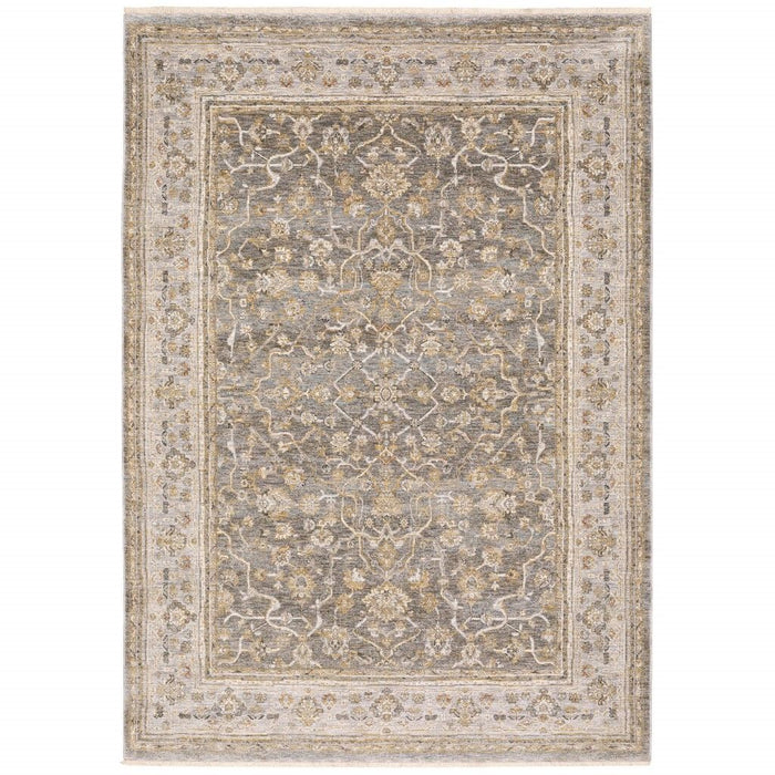 9' x 12' Machine Woven Oriental Indoor Arean Rug - Beige Gray