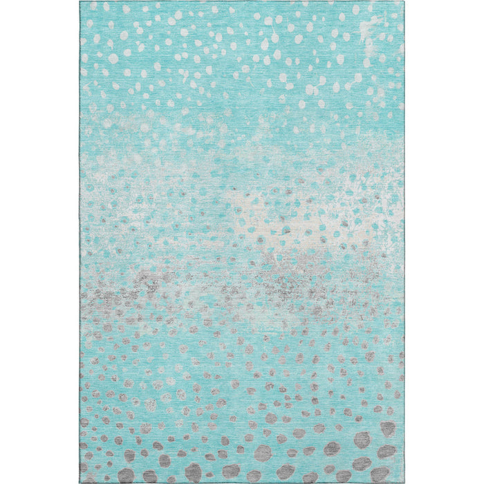 10' X 14' Polka Dot Washable Area Rug With UV Protection (693240) - Aqua / Gray / Ivory