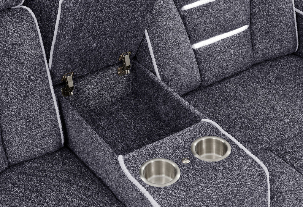 U1895 - P2 Console Reclining Loveseat With IS And LED - Dark Gray