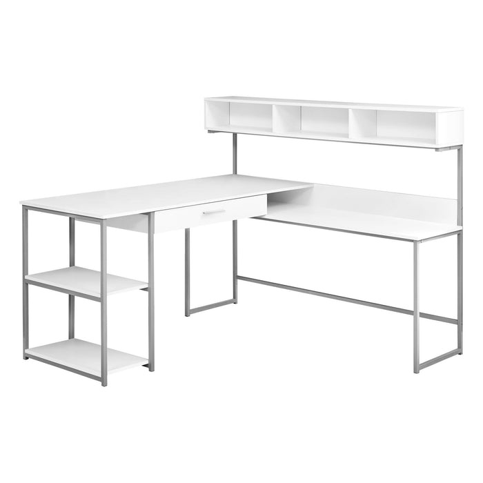 L Shape Computer Desk - White And Silver
