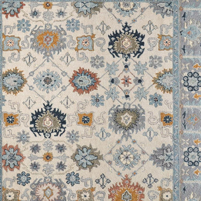 8' X 10' Wool Floral Hand Tufted Area Rug (722323) - Blue / Ivory
