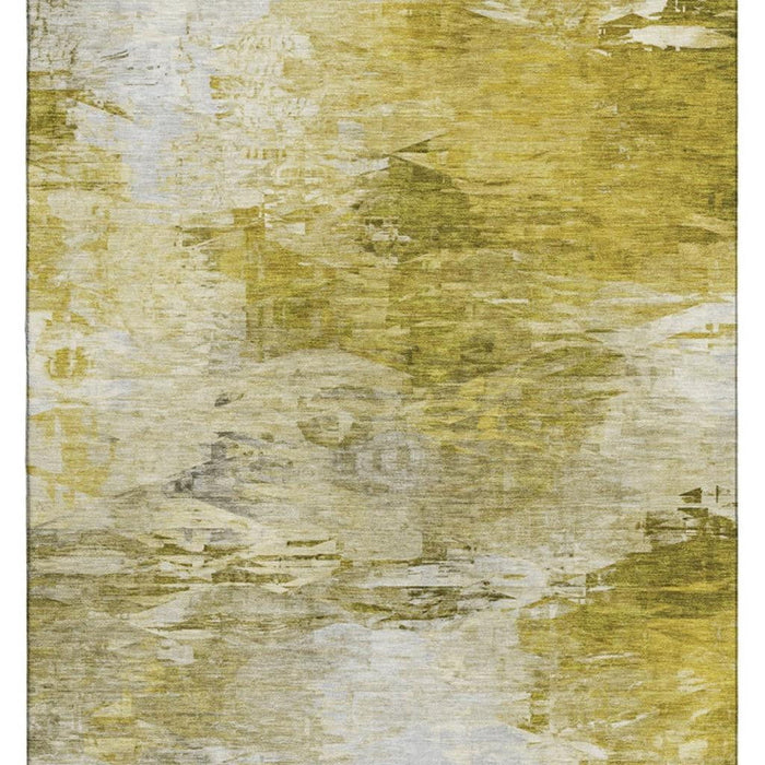 10' X 14' Abstract Washable Area Rug With UV Protection (650728) - Gold / Ivory