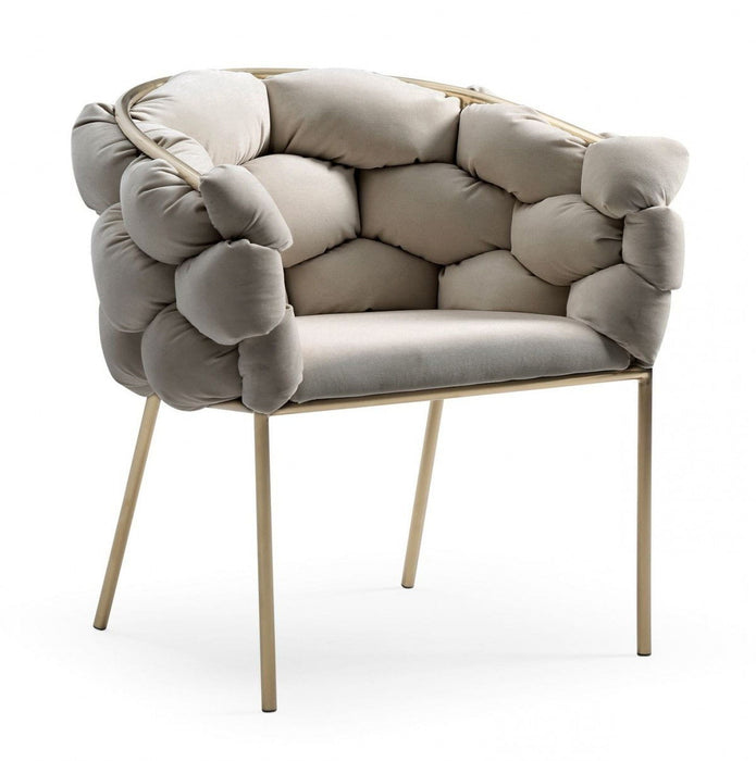 Tufted And Upholstered Velvet Dining Arm Chair - Gray