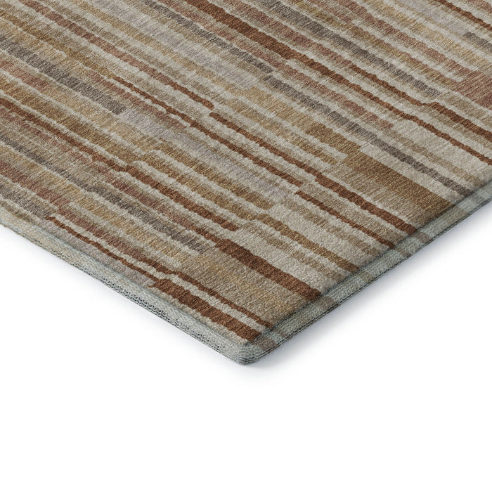 10' X 14' Striped Washable Area Rug With UV Protection (717917) - Terra Cotta / Beige