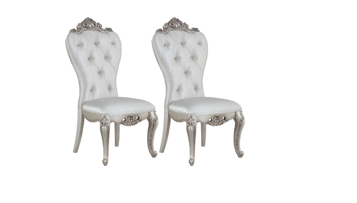 Upholstered Fabric Queen Anne Back Dining Side Chairs (Set of 2) - Cream
