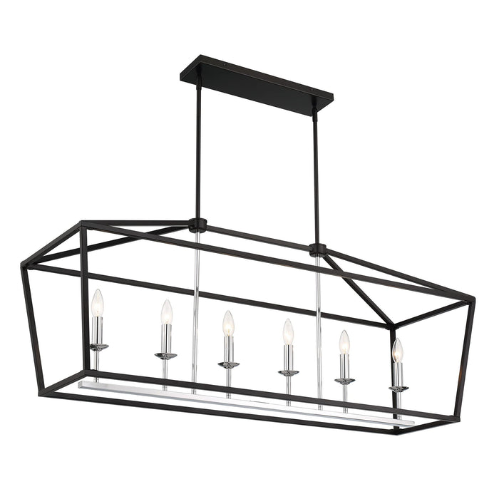 Candle Style Six-Light Metal Dimmable Chandelier - Black