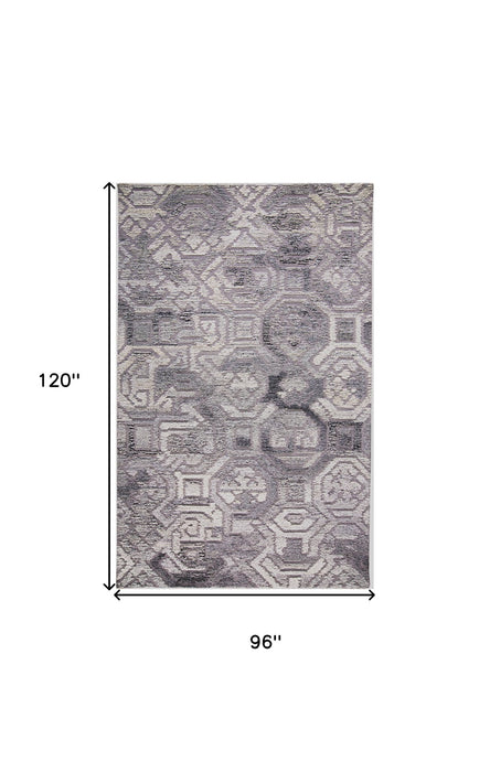 8' x 10' Wool Abstract Hand Tufted Area Rug - Ivory And Gray