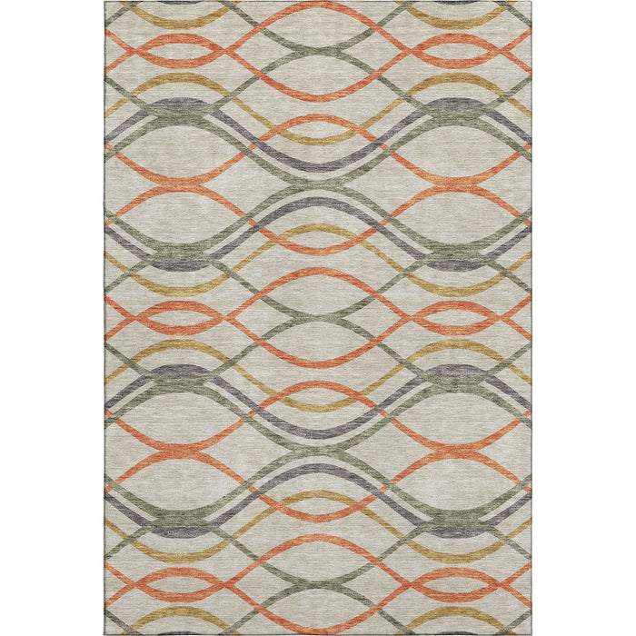 10' X 14' Abstract Washable Area Rug With UV Protection - Orange And Gold