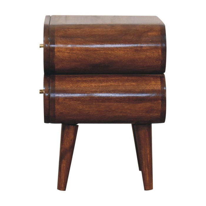 20" Modern Solid Wood Two Drawer Nightstand - Chestnut
