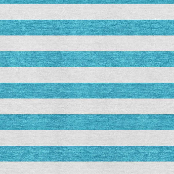 10' X 14' Striped Washable Area Rug With UV Protection (647674) - Teal / Ivory
