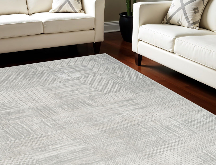 12' X 9' Abstract Non Skid Area Rug - Ivory / Gray