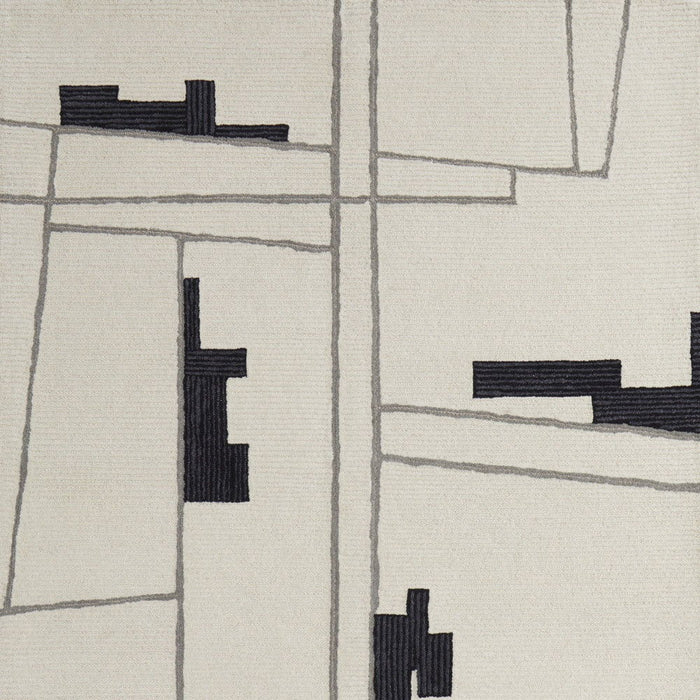 8' x 10' Wool Abstract Hand Tufted Rectangle Area Rug - Gray And Ivory