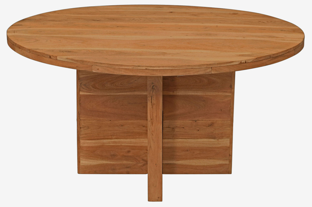 60" Rounded Solid Wood Pedestal Base Dining Table - Natural