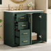 Giga bathroom vanity with sink, storage cabinet, three drawers, and soft-closing doors in a freestanding set.