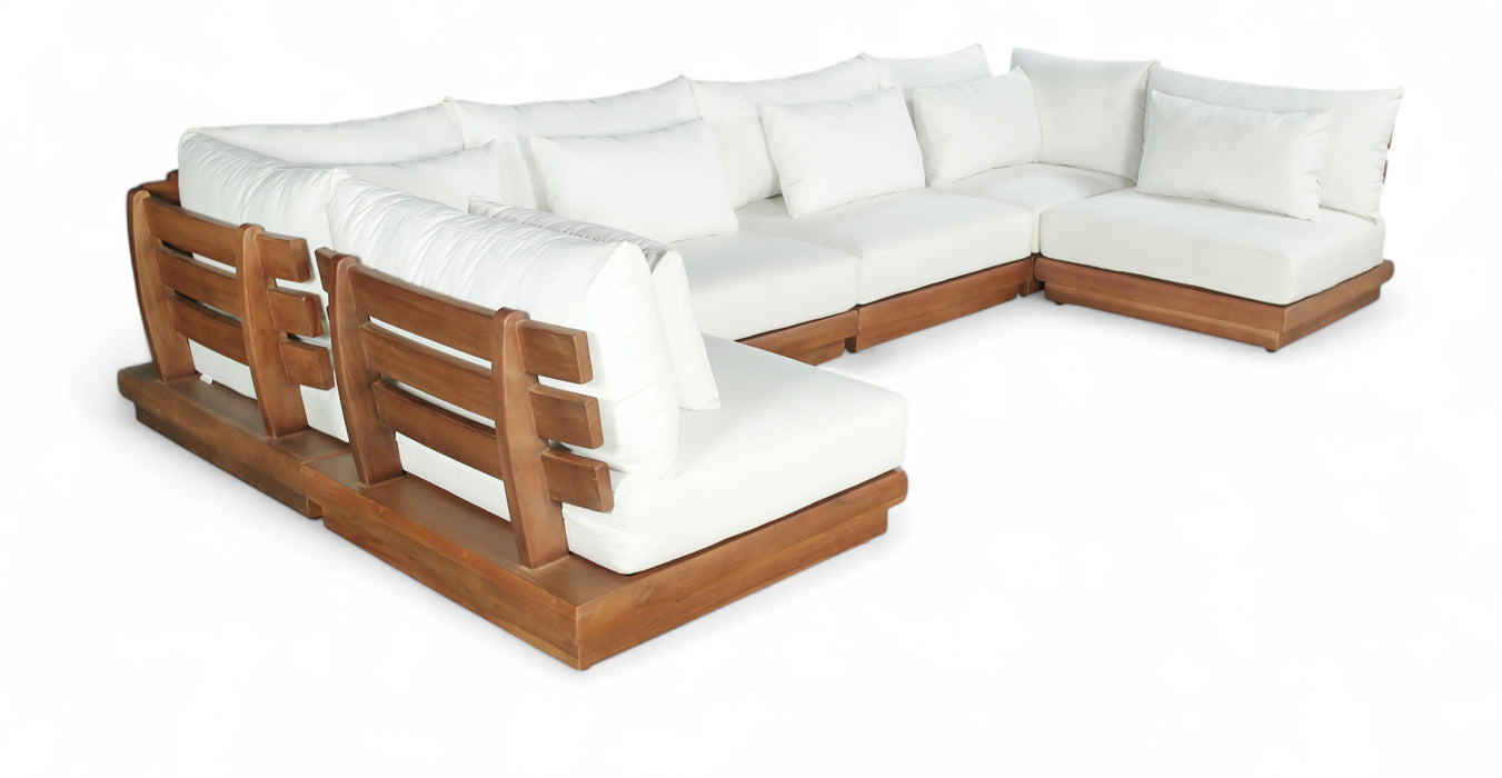 Mirella - 6 Piece Water Resistant Fabric Upholstered Outdoor Patio Modular Sectional