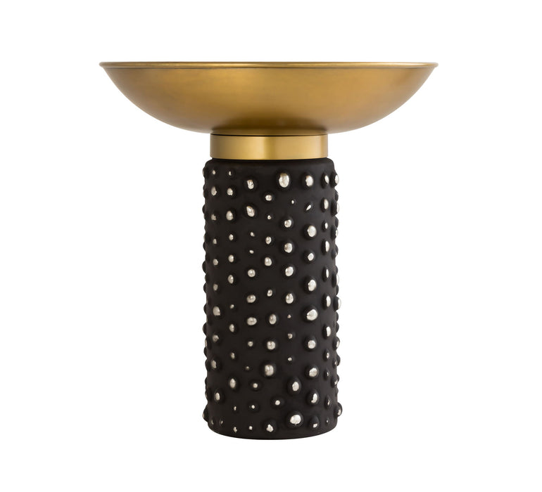 TOV Furniture Blaze glass and brass side table with a light brown finish, showcasing a modern, stylish design for living spaces.