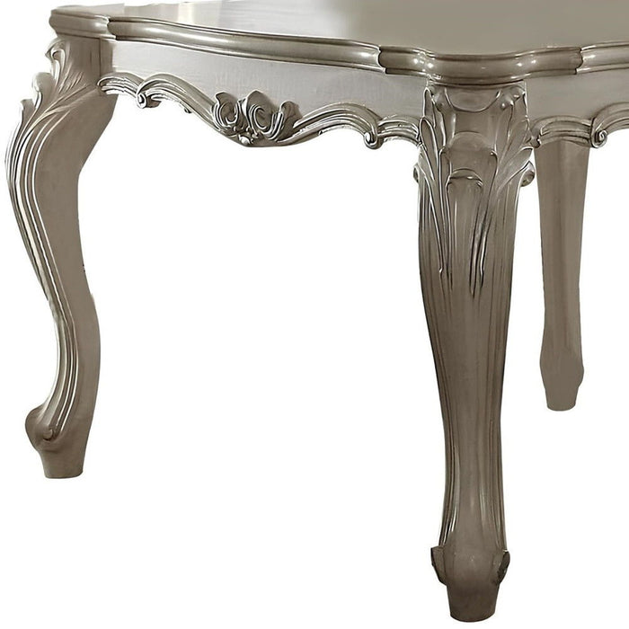 55" Solid Wood And Solid Manufactured Wood Dining Table - Antiqued White