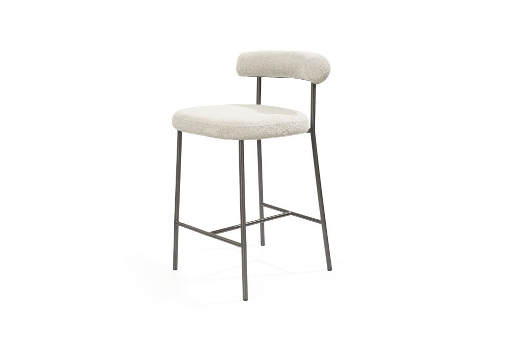 Fabric Boucle Low Back Counter Height Bar Chair - Gray