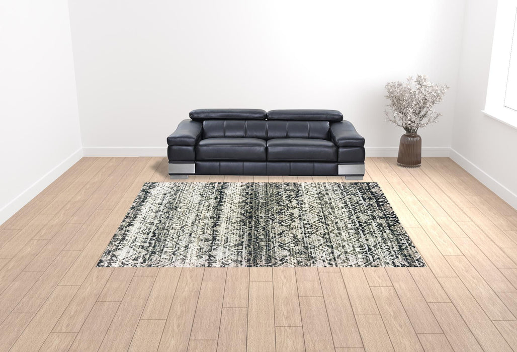 10' x 13' Geometric Power Loom Stain Resistant Polypropylene Area Rug - Ivory And Gray