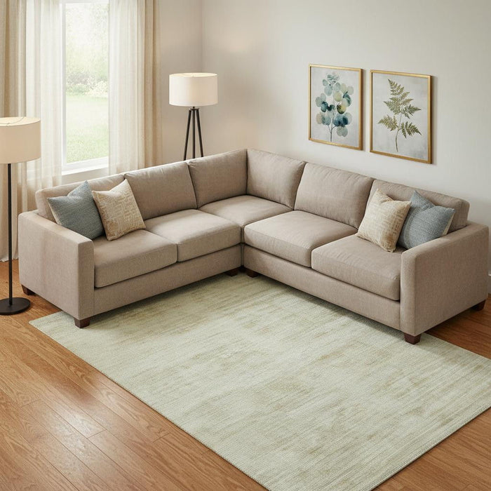 8' X 10' Striped Hand Woven Area Rug (570239) - Sand / Ivory