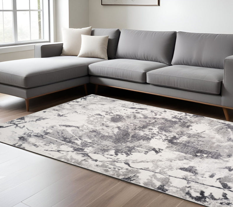 9' X 12' Abstract Area Rug - Ivory And Gray