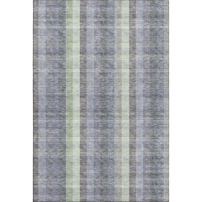 10' X 14' Plaid Washable Area Rug With UV Protection (676482) - Pewter / Gray / Green