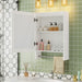 Giga 3-in-1 wall-mounted bathroom mirror cabinet with adjustable shelf, soft-close door, mirror, and towel bar in white.
