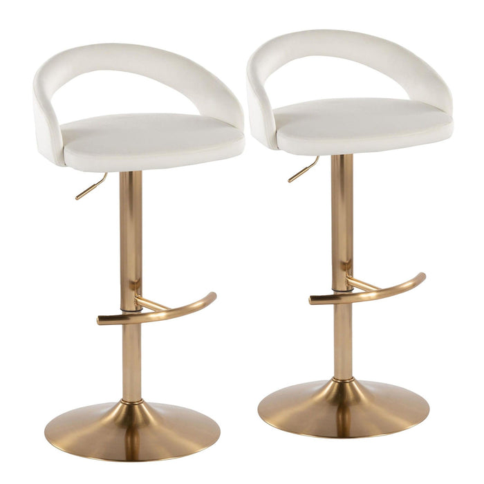 Grotto - Upholstered Adjustable Barstool - Gold Metal Base