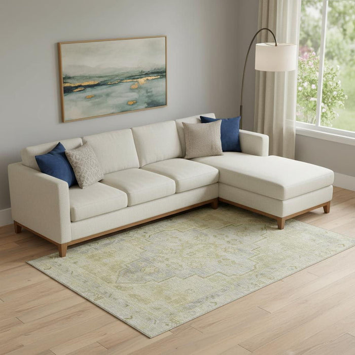 10' X 14' Medallion Washable Area Rug With UV Protection (708061) - Gold / Gray