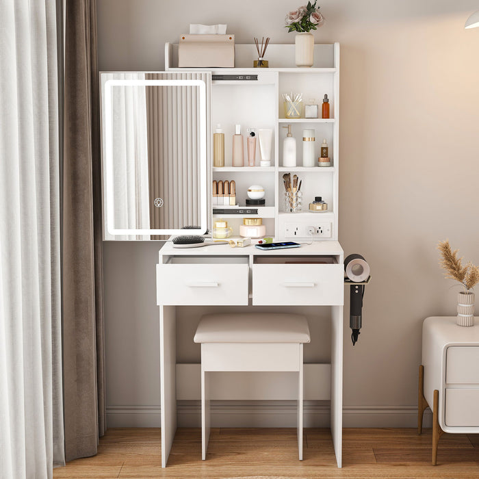 Small Makeup Vanity Desk With Adjustable LED Lights