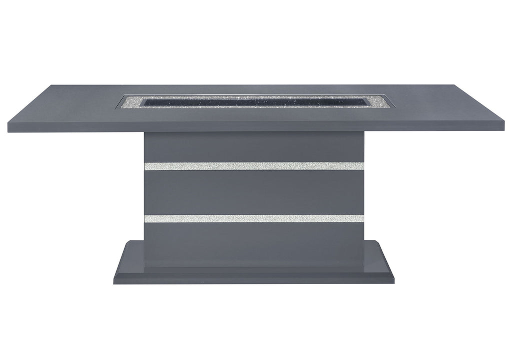 Dark gray Monaco dining table by Global Furniture USA, showcasing a sleek modern design with a sturdy table surface.