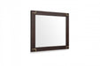 Brown and gold 33-inch framed accent mirror with decorative framing, perfect for stylish home decor.